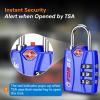 imageForge Luggage Locks TSA Approved 4 Pack 4 Colors Small Combination Lock with Zinc Alloy Body Open Alert Easy Read Dials for Travel Suitcase Bag Backpack LockersBlue 2Pk
