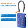 imageForge TSA Approved Luggage Locks 4 Digit Combination TSA Travel Locks with TSA008 Open Alert Indicator Zinc Alloy Body for Luggage Suitcase Backpack and More Black 4 LocksBlue 2 PK