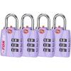 imageForge Luggage Locks TSA Approved 4 Pack 4 Colors Small Combination Lock with Zinc Alloy Body Open Alert Easy Read Dials for Travel Suitcase Bag Backpack LockersPurple 4PK
