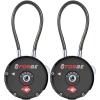 imageForge Quality TSA Approved Luggage Locks for Travel Accessories Suitcase Pelican case Set Your own Combination Zinc Alloy BodyCable Locks Pink 2 LocksBlack 2PK