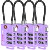 imageTSA Approved Cable Luggage Locks 6 Pack Easy Read Dials with Alloy BodyPurple 4 Pack