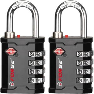 imageFORGE 4Digit TSA Approved Travel Locks  TSA008 Key System Key Duplication Impossible HeavyDuty Combination Padlock for Travel Gym Pelican Case Orange 2 LocksBLACK 2 LOCKS