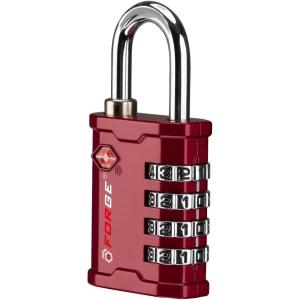 imageFORGE 4Digit TSA Approved Travel Locks  TSA008 Key System Key Duplication Impossible HeavyDuty Combination Padlock for Travel Gym Pelican Case Orange 2 LocksRED 1 LOCK