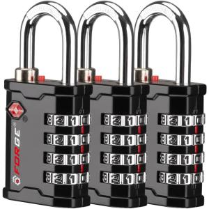 imageFORGE 4Digit TSA Approved Travel Locks  TSA008 Key System Key Duplication Impossible HeavyDuty Combination Padlock for Travel Gym Pelican Case Orange 2 LocksBLACK 3 LOCKS