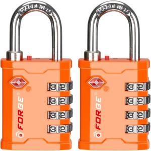 imageFORGE 4Digit TSA Approved Travel Locks  TSA008 Key System Key Duplication Impossible HeavyDuty Combination Padlock for Travel Gym Pelican Case Orange 2 LocksORANGE 2 LOCKS
