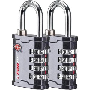 imageFORGE 4Digit TSA Approved Travel Locks  TSA008 Key System Key Duplication Impossible HeavyDuty Combination Padlock for Travel Gym Pelican Case Orange 2 LocksGREY 2 LOCKS