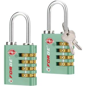 imageForge DualOpening Key or Combination Access Lock TSA Approved Locks for Luggage Pelican case Travel Gym School Stainless Steel Shackle Green 2 PkGreen
