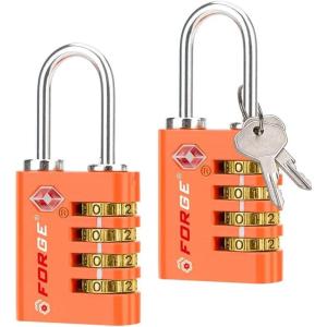 imageForge DualOpening Key or Combination Access Lock TSA Approved Locks for Luggage Pelican case Travel Gym School Stainless Steel Shackle Green 2 PkOrange