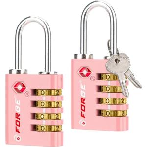 imageForge DualOpening Key or Combination Access Lock TSA Approved Locks for Luggage Pelican case Travel Gym School Stainless Steel Shackle Green 2 PkPink