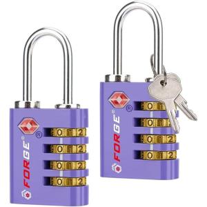 imageForge DualOpening Key or Combination Access Lock TSA Approved Locks for Luggage Pelican case Travel Gym School Stainless Steel Shackle Green 2 PkPurple