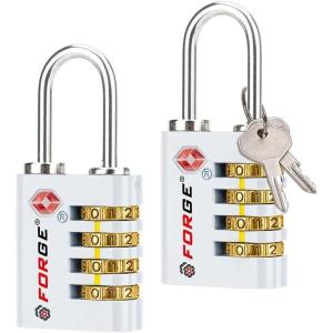 imageForge DualOpening Key or Combination Access Lock TSA Approved Locks for Luggage Pelican case Travel Gym School Stainless Steel Shackle Green 2 PkWhite