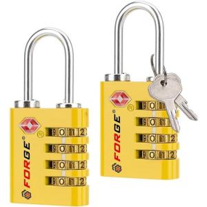 imageForge DualOpening Key or Combination Access Lock TSA Approved Locks for Luggage Pelican case Travel Gym School Stainless Steel Shackle Green 2 PkYellow