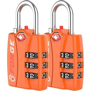imageForge Luggage Locks TSA Approved 4 Pack 4 Colors Small Combination Lock with Zinc Alloy Body Open Alert Easy Read Dials for Travel Suitcase Bag Backpack LockersOrange 2PK