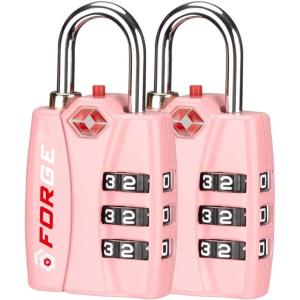 imageForge Luggage Locks TSA Approved 4 Pack 4 Colors Small Combination Lock with Zinc Alloy Body Open Alert Easy Read Dials for Travel Suitcase Bag Backpack LockersPink 2 Pk