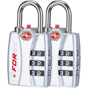 imageForge Luggage Locks TSA Approved 4 Pack 4 Colors Small Combination Lock with Zinc Alloy Body Open Alert Easy Read Dials for Travel Suitcase Bag Backpack LockersSilver