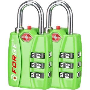 imageForge Luggage Locks TSA Approved 4 Pack 4 Colors Small Combination Lock with Zinc Alloy Body Open Alert Easy Read Dials for Travel Suitcase Bag Backpack LockersGreen 2Pk