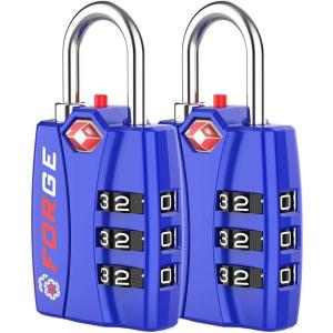 imageForge Luggage Locks TSA Approved 4 Pack 4 Colors Small Combination Lock with Zinc Alloy Body Open Alert Easy Read Dials for Travel Suitcase Bag Backpack LockersBlue 2Pk