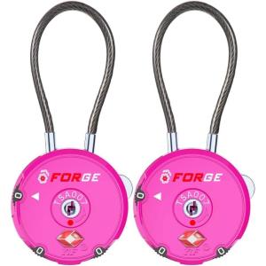 imageForge Quality TSA Approved Luggage Locks for Travel Accessories Suitcase Pelican case Set Your own Combination Zinc Alloy BodyCable Locks Pink 2 LocksPink 2PK
