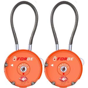imageForge Quality TSA Approved Luggage Locks for Travel Accessories Suitcase Pelican case Set Your own Combination Zinc Alloy BodyCable Locks Pink 2 LocksOrange 2PK