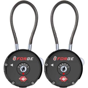 imageForge Quality TSA Approved Luggage Locks for Travel Accessories Suitcase Pelican case Set Your own Combination Zinc Alloy BodyCable Locks Pink 2 LocksBlack 2PK