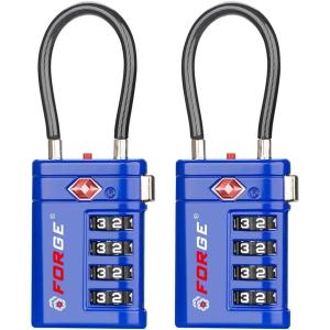 imageForge TSA Approved Luggage Locks 4 Digit Combination TSA Travel Locks with TSA008 Open Alert Indicator Zinc Alloy Body for Luggage Suitcase Backpack and More Black 4 LocksBlue 2 PK