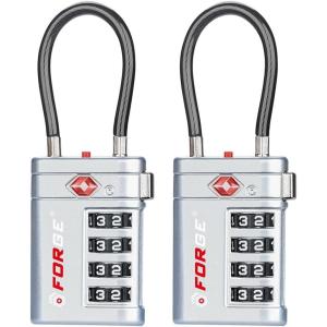 imageForge TSA Approved Luggage Locks 4 Digit Combination TSA Travel Locks with TSA008 Open Alert Indicator Zinc Alloy Body for Luggage Suitcase Backpack and More Black 4 LocksSliver 2 PK