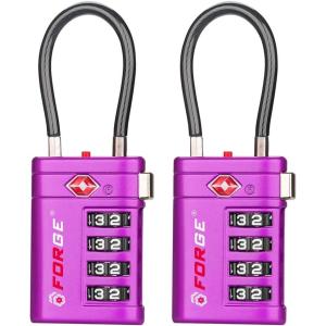 imageForge TSA Approved Luggage Locks 4 Digit Combination TSA Travel Locks with TSA008 Open Alert Indicator Zinc Alloy Body for Luggage Suitcase Backpack and More Black 4 LocksPurple 2 PK