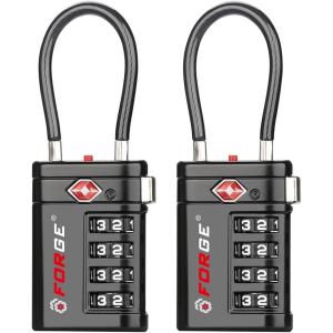 imageForge TSA Approved Luggage Locks 4 Digit Combination TSA Travel Locks with TSA008 Open Alert Indicator Zinc Alloy Body for Luggage Suitcase Backpack and More Black 4 LocksBlack 2 PK