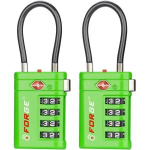imageForge TSA Approved Luggage Locks 4 Digit Combination TSA Travel Locks with TSA008 Open Alert Indicator Zinc Alloy Body for Luggage Suitcase Backpack and More Black 4 LocksGreen 2 PK