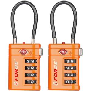 imageForge TSA Approved Luggage Locks 4 Digit Combination TSA Travel Locks with TSA008 Open Alert Indicator Zinc Alloy Body for Luggage Suitcase Backpack and More Black 4 LocksOrange 2 PK