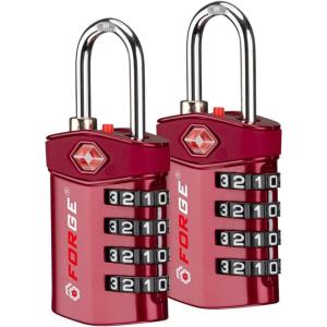 imageForge Travel LockTSA Approved Luggage Locks for Air Travel Gym Lockers School Lockers Pelican Cases Gun Case Easy Read Dials Durable Alloy Body2PK Dark Red