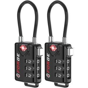 imageTSA Approved Cable Luggage Locks 6 Pack Easy Read Dials with Alloy BodyBlack 2 Pack