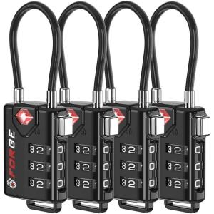 imageTSA Approved Cable Luggage Locks 6 Pack Easy Read Dials with Alloy BodyBlack 4 Pack