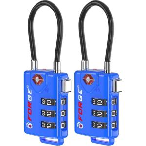 imageTSA Approved Cable Luggage Locks 6 Pack Easy Read Dials with Alloy BodyBlue 2 Pack