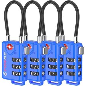 imageTSA Approved Cable Luggage Locks 6 Pack Easy Read Dials with Alloy BodyBlue 4 Pack