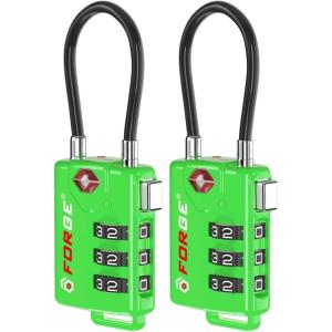 imageTSA Approved Cable Luggage Locks 6 Pack Easy Read Dials with Alloy BodyGreen 2 PK