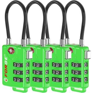 imageTSA Approved Cable Luggage Locks 6 Pack Easy Read Dials with Alloy BodyGreen 4Pk