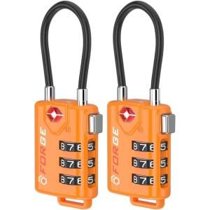 imageTSA Approved Cable Luggage Locks 6 Pack Easy Read Dials with Alloy BodyOrange 2 Pack