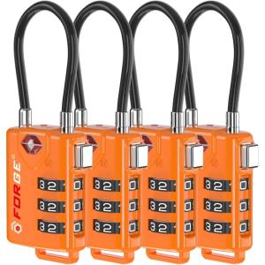 imageTSA Approved Cable Luggage Locks 6 Pack Easy Read Dials with Alloy BodyOrange 4 Pack