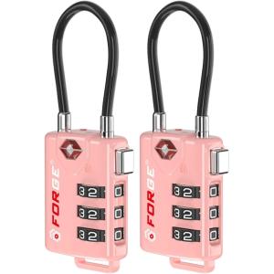 imageTSA Approved Cable Luggage Locks 6 Pack Easy Read Dials with Alloy BodyPink 2 Locks