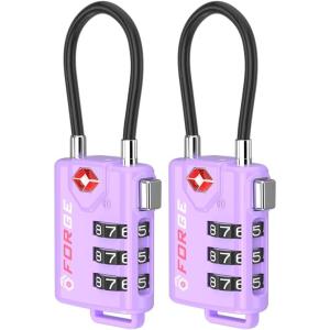 imageTSA Approved Cable Luggage Locks 6 Pack Easy Read Dials with Alloy BodyPurple 2 Pack