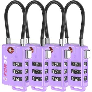 imageTSA Approved Cable Luggage Locks 6 Pack Easy Read Dials with Alloy BodyPurple 4 Pack