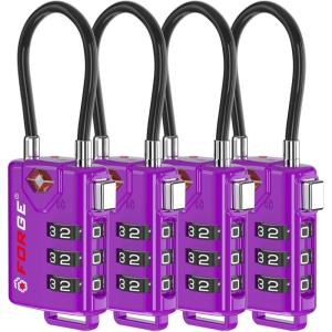 imageTSA Approved Cable Luggage Locks 6 Pack Easy Read Dials with Alloy BodyPurple4PK