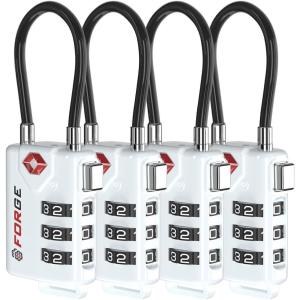 imageTSA Approved Cable Luggage Locks 6 Pack Easy Read Dials with Alloy BodyWHITE 4PK