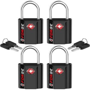 imageTSA Approved Luggage Locks UltraSecure Dimple Key Travel Locks with Zinc Alloy BodyBlack 4 Pack