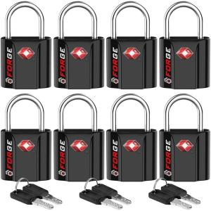 imageTSA Approved Luggage Locks UltraSecure Dimple Key Travel Locks with Zinc Alloy BodyBlack 8 Pack
