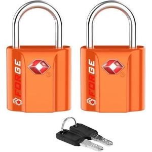 imageTSA Approved Luggage Locks UltraSecure Dimple Key Travel Locks with Zinc Alloy BodyOrange 2 Pack