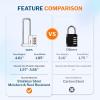 imageFORGE Combination Lock with Adjustable Long Shackle 157385 4Digit Heavy Duty Waterproof Padlock for Outdoor Gate Fence School Gym Locker Toolbox Case Zinc Alloy SilverSilver