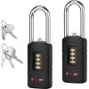 imageForge 4Digit Combination Padlock with Backup Keys Recover Forgotten Code Waterproof Outdoor Lock AntiPick for Locker Gate Fence Hasp Storage Black Long ShackleBlack