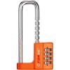 imageFORGE Combination Lock with Adjustable Long Shackle 157385 4Digit Heavy Duty Waterproof Padlock for Outdoor Gate Fence School Gym Locker Toolbox Case Zinc Alloy SilverOrange
